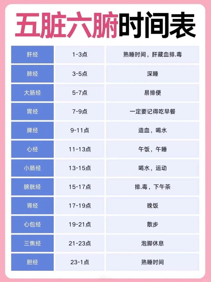 身体排毒的时间表